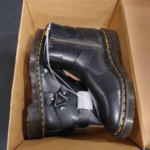 New Dr Martens Jaimes Black Smooth Leather Harness Chelsea Boots 6